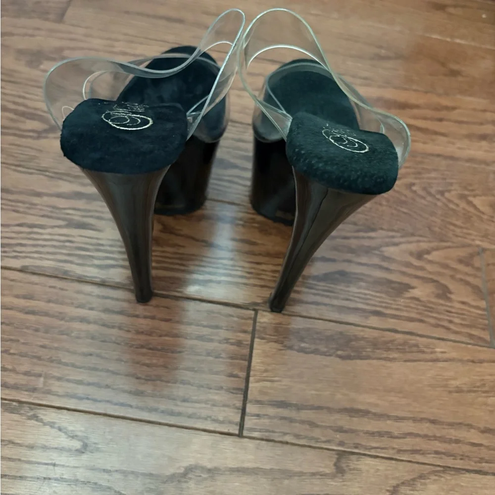 Pleaser clear and Black Platform Heels size 5 womens - Picture 4 of 4